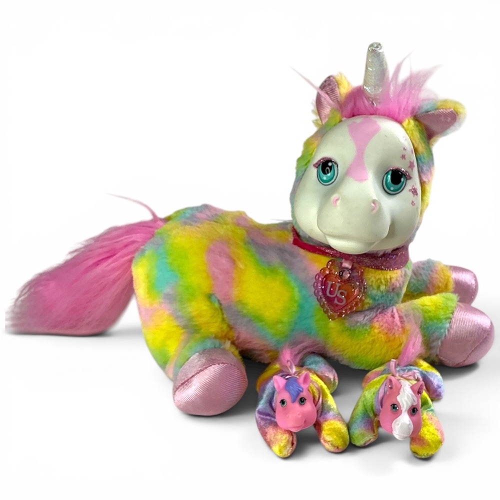 Just‎ Play Rainbow Unicorn Surprise "Crystal" Kids Plush 12" Mama with 2 Babies